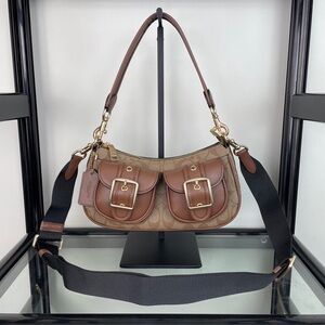 Coach Ashton Series Monogram Canvas And Leather Shoulder Bag